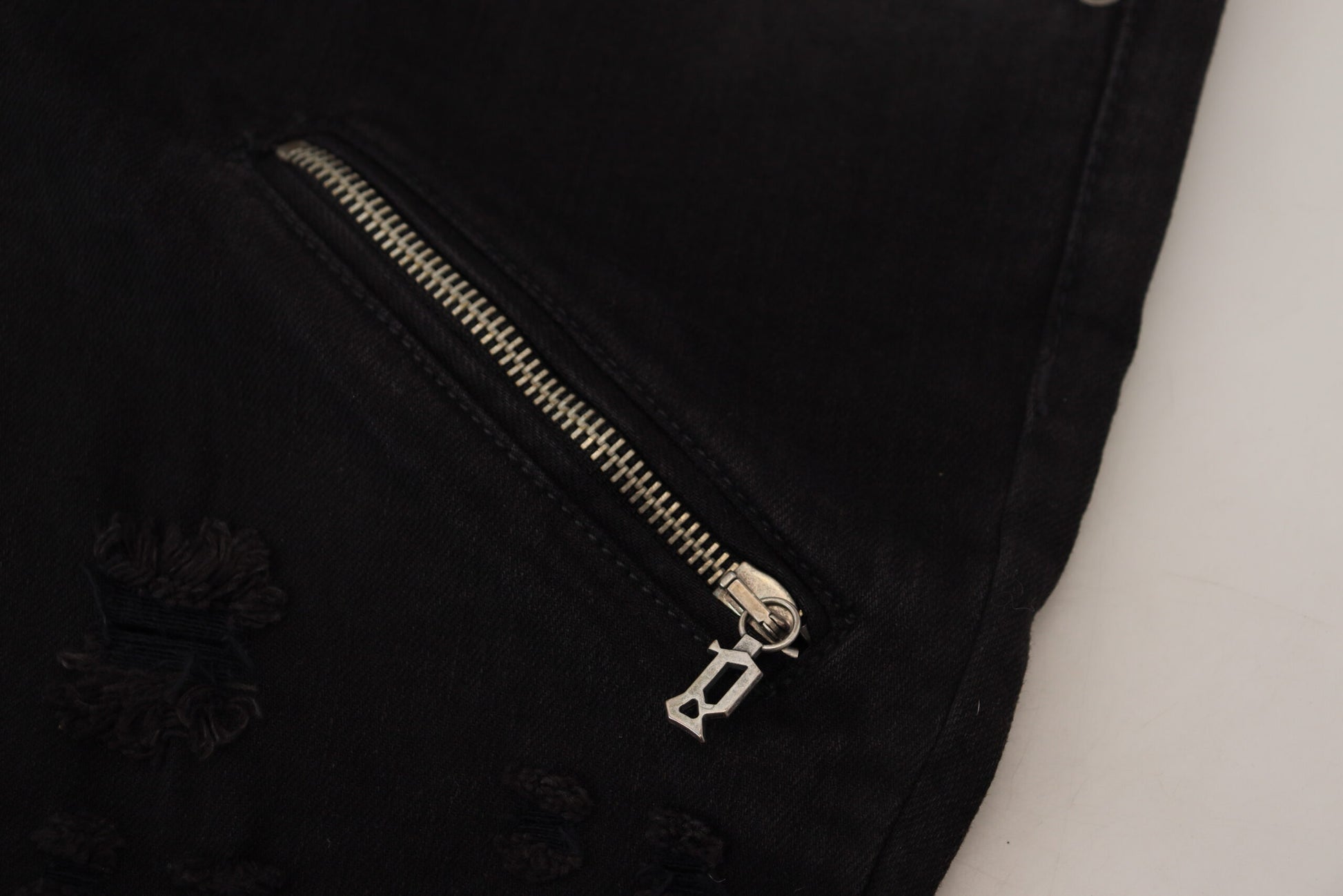John Galliano Black Cotton Mid Waist Skinny Slim Fit Denim Jeans by John Galliano