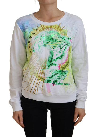 Versace Jeans White Graphic Print Long Sleeves Sweater by Versace Jeans