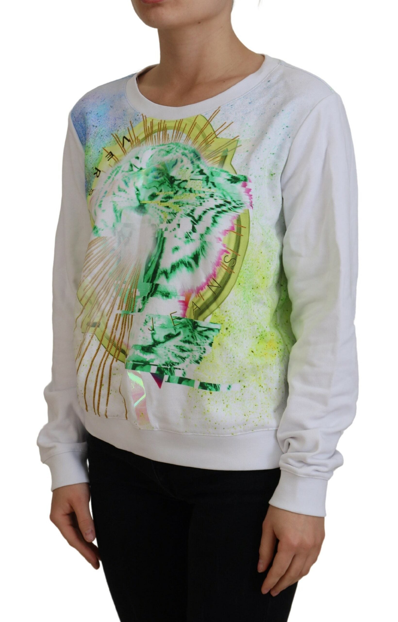 Versace Jeans White Graphic Print Long Sleeves Sweater by Versace Jeans