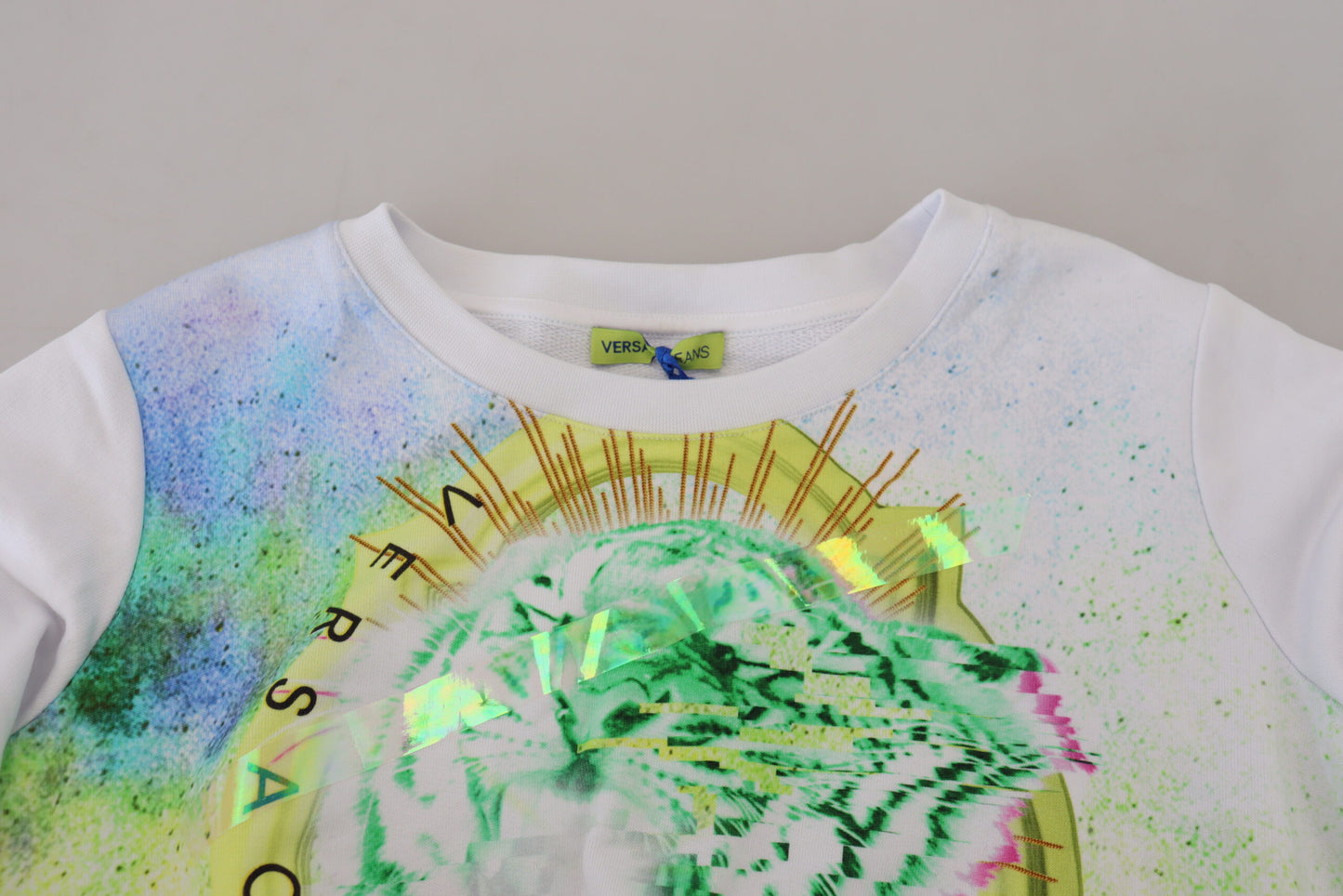 Versace Jeans White Graphic Print Long Sleeves Sweater by Versace Jeans