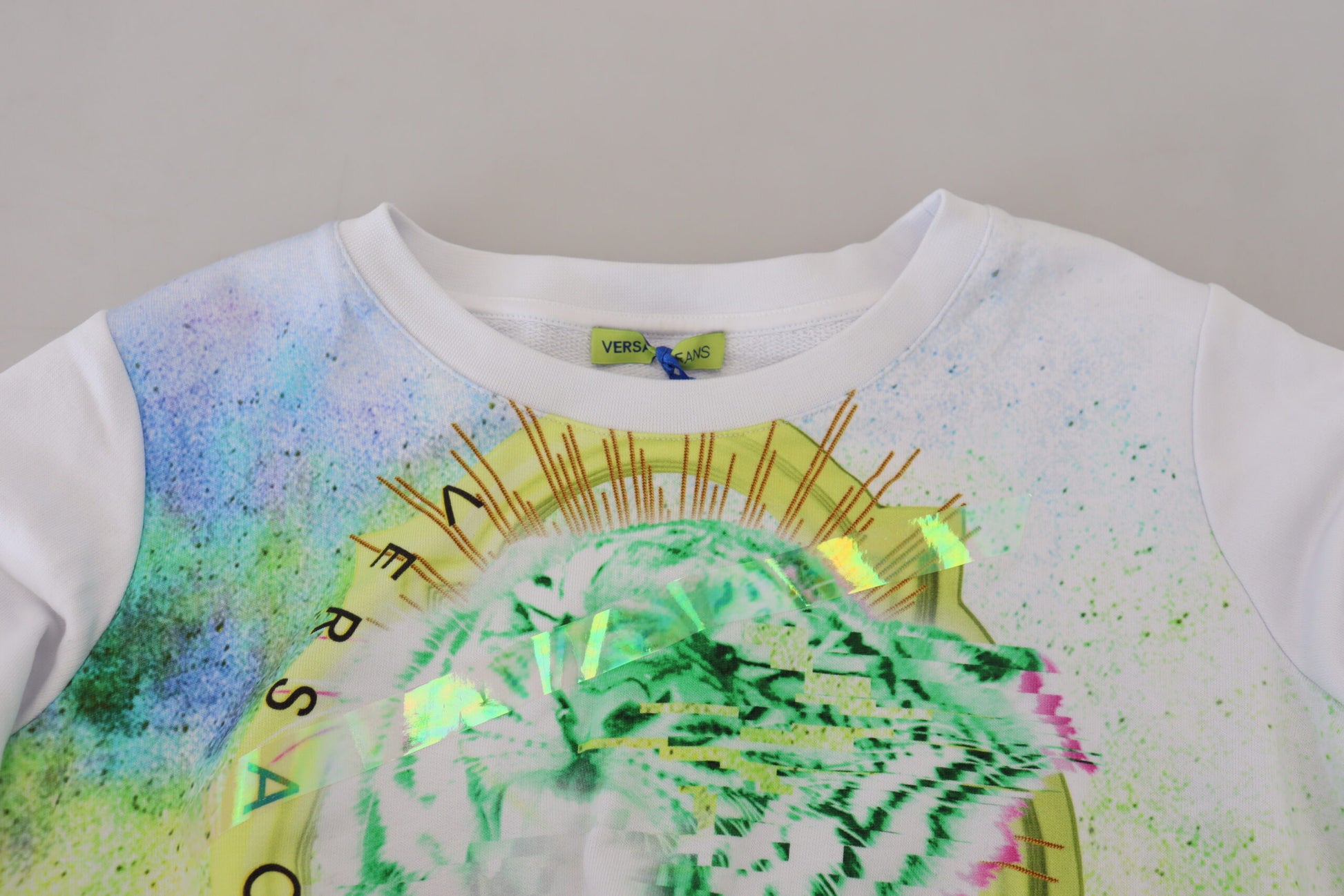 Versace Jeans White Graphic Print Long Sleeves Sweater by Versace Jeans