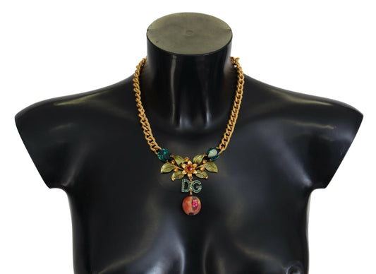 Collier élégant Dolce &amp; Gabbana à motif floral et fruit doré