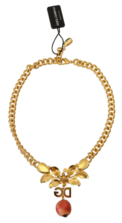 Collier élégant Dolce &amp; Gabbana à motif floral et fruit doré