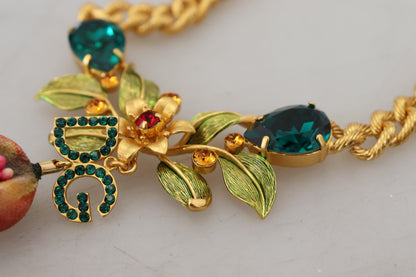 Collier élégant Dolce &amp; Gabbana à motif floral et fruit doré