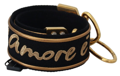 Sac à bandoulière élégant Dolce &amp; Gabbana en or et noir