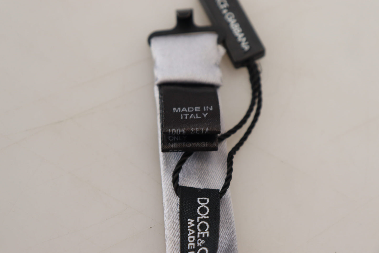 Dolce &amp; Gabbana Gray Silk Adjustable Men Neck Papillon Bow Tie