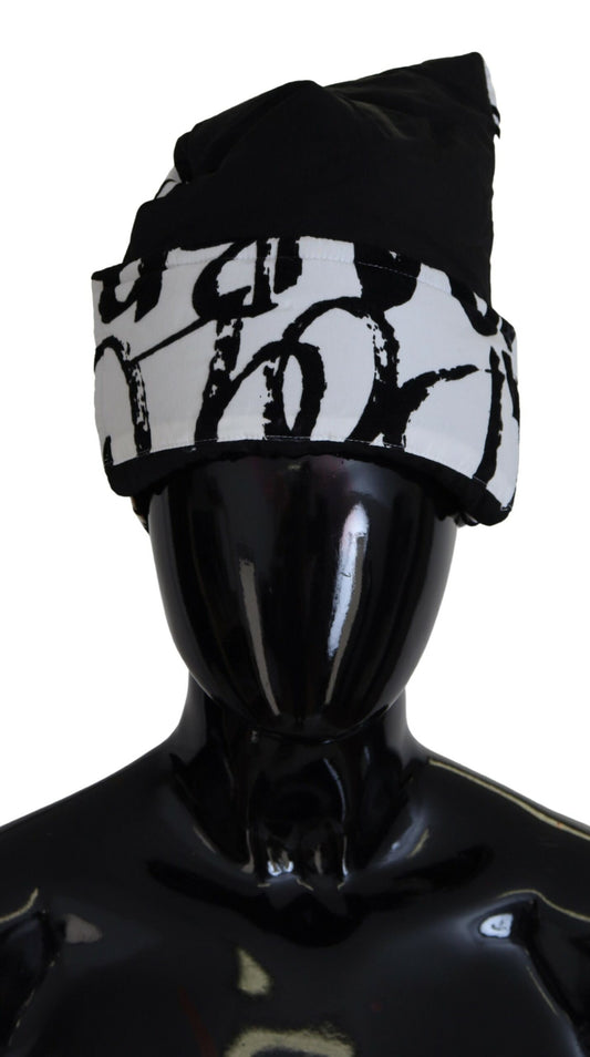 Dolce &amp; Gabbana White Printed Nylon Women Winter Beanie Cap Hat