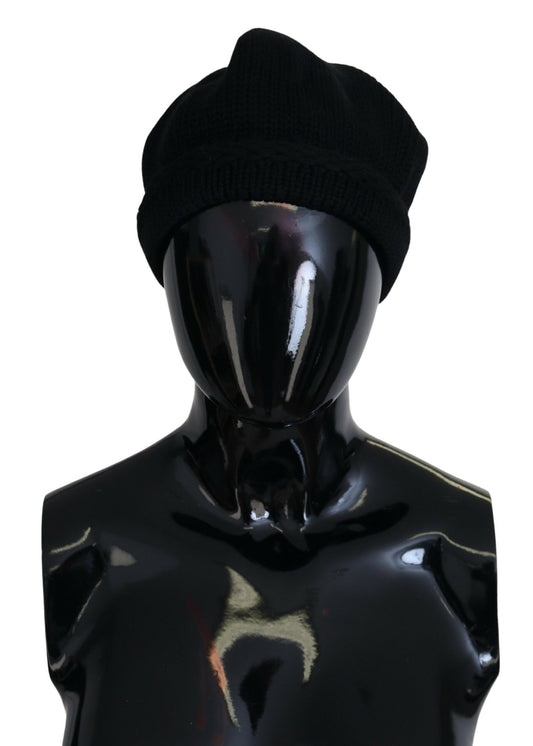 Dolce &amp; Gabbana Black Virgin Wool Women Winter Beanie Cap Hat