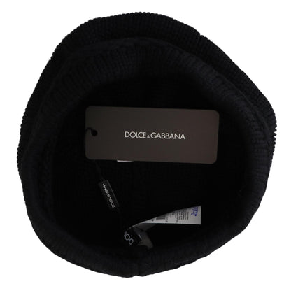 Bonnet élégant en laine vierge noire Dolce &amp; Gabbana