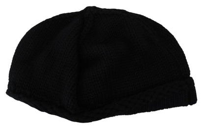 Bonnet élégant en laine vierge noire Dolce &amp; Gabbana