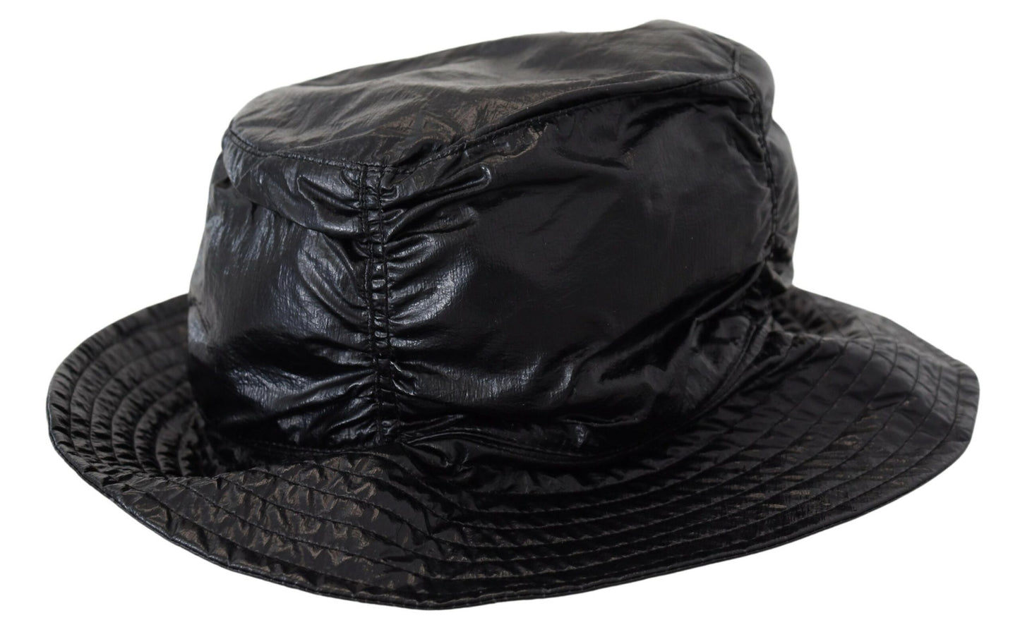 Dolce &amp; Gabbana Black Quilted Faux Leather Women Bucket Cap Hat