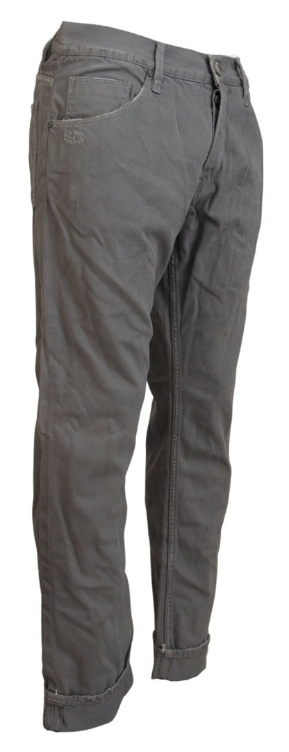 Eight Gray Cotton Straight Fit Folded Hem Casual Denim Jeans