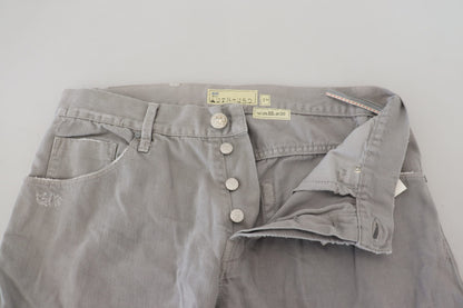 Eight Gray Cotton Straight Fit Folded Hem Casual Denim Jeans