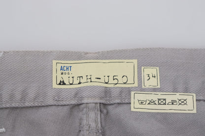 Eight Gray Cotton Straight Fit Folded Hem Casual Denim Jeans