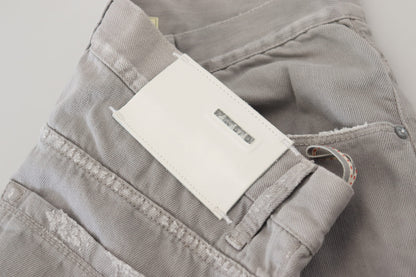 Eight Gray Cotton Straight Fit Folded Hem Casual Denim Jeans