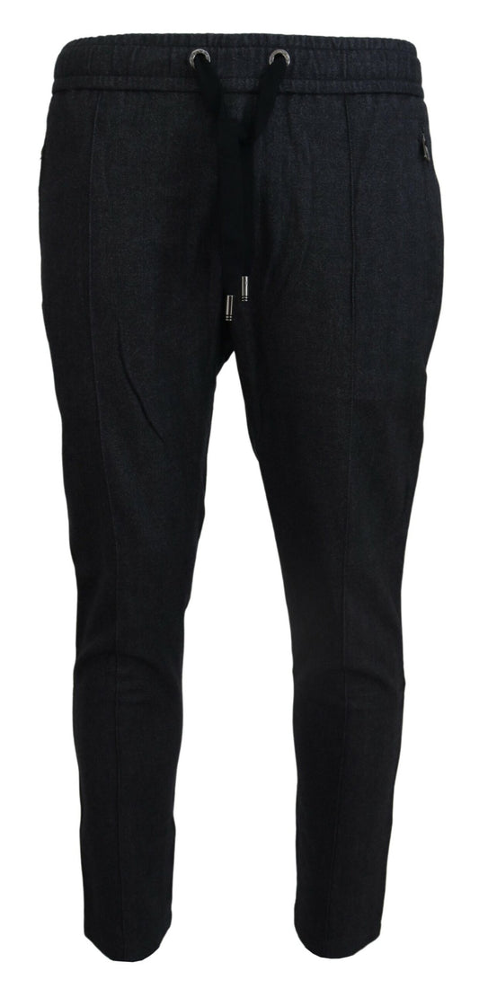 Pantalon de jogging élégant en coton gris Dolce &amp; Gabbana pour homme