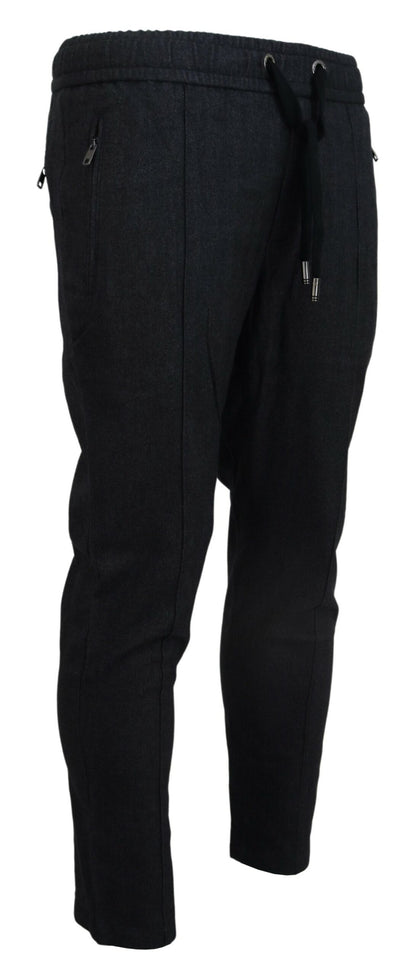 Pantalon de jogging élégant en coton gris Dolce &amp; Gabbana pour homme