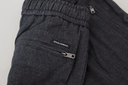 Pantalon de jogging élégant en coton gris Dolce &amp; Gabbana pour homme
