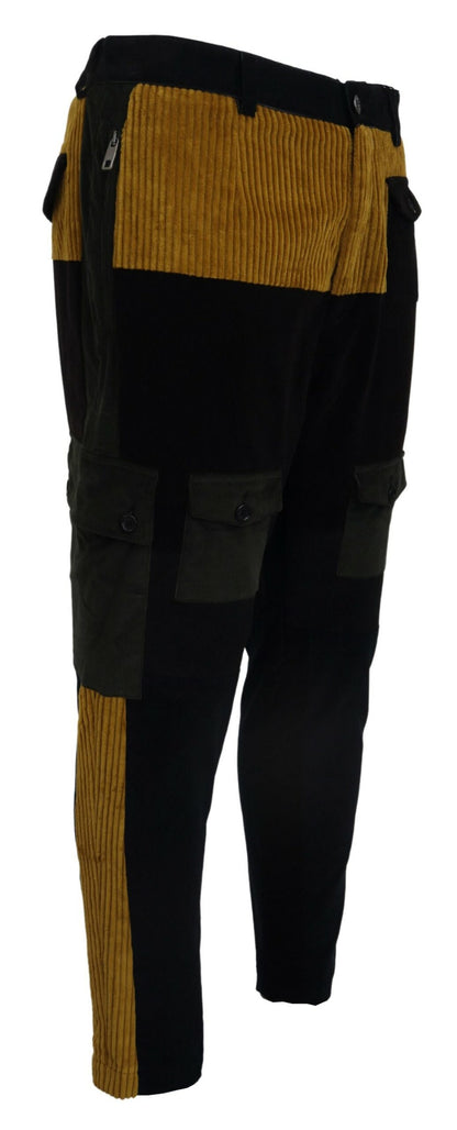Pantalon fuselé noir élégant avec accents jaunes Dolce &amp; Gabbana
