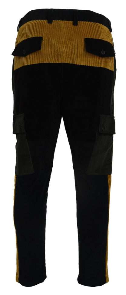 Pantalon fuselé noir élégant avec accents jaunes Dolce &amp; Gabbana