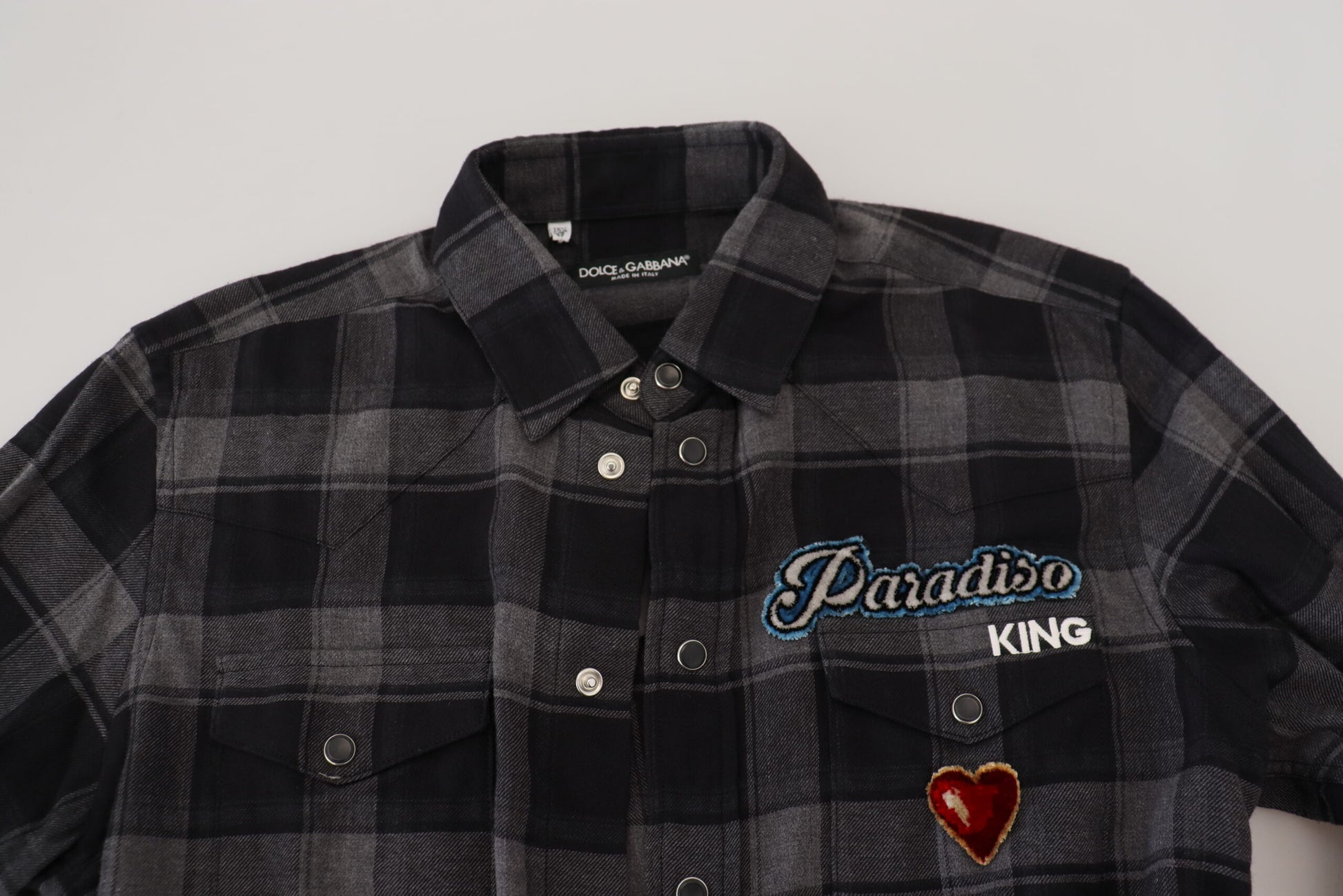 Dolce & Gabbana Black Gray Check Men Long Sleeves Shirt by Dolce & Gabbana