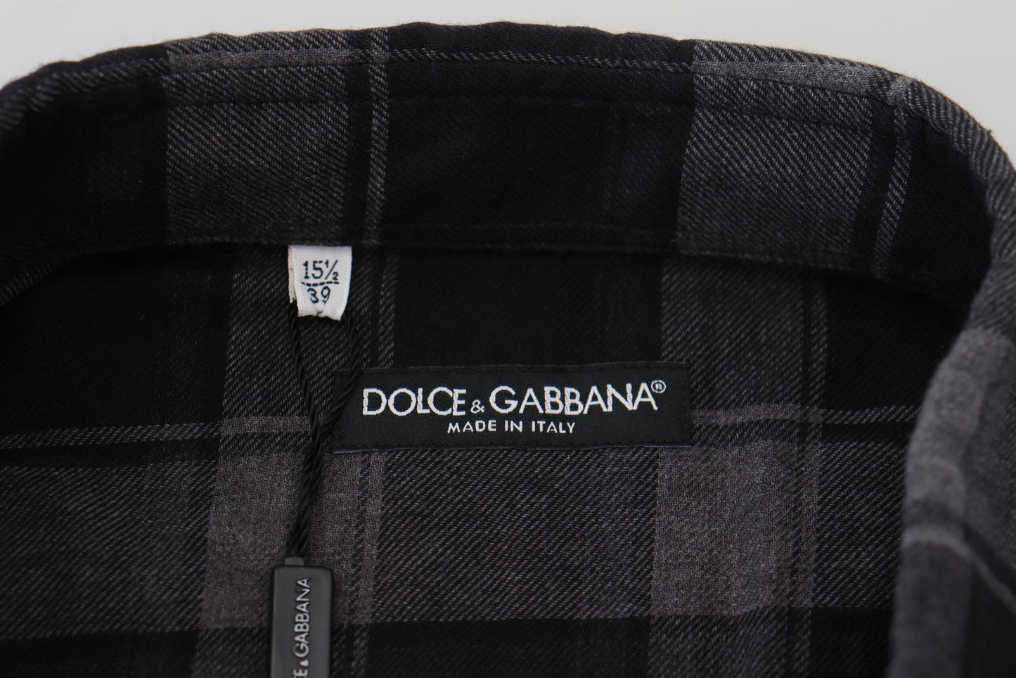Dolce & Gabbana Black Gray Check Men Long Sleeves Shirt by Dolce & Gabbana