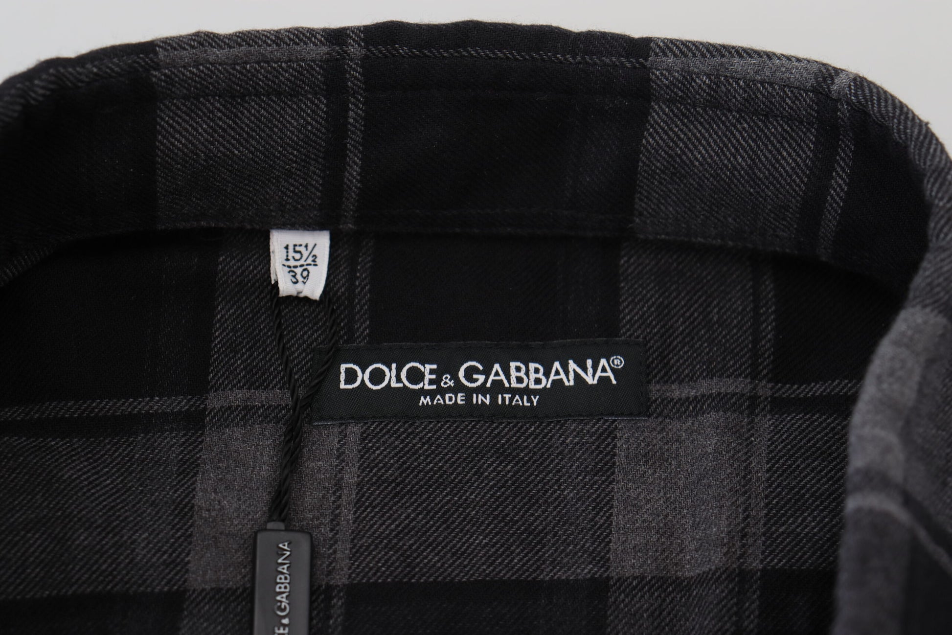 Dolce & Gabbana Black Gray Check Men Long Sleeves Shirt by Dolce & Gabbana