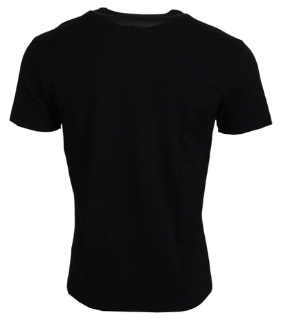 T-shirt en coton noir Dolce &amp; Gabbana Chic pour l'homme moderne