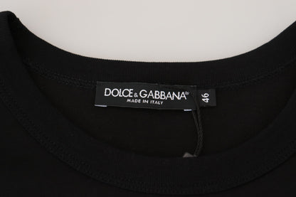 T-shirt en coton noir Dolce &amp; Gabbana Chic pour l'homme moderne