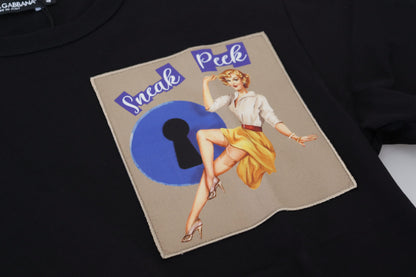 T-shirt en coton noir Dolce &amp; Gabbana Chic pour l'homme moderne