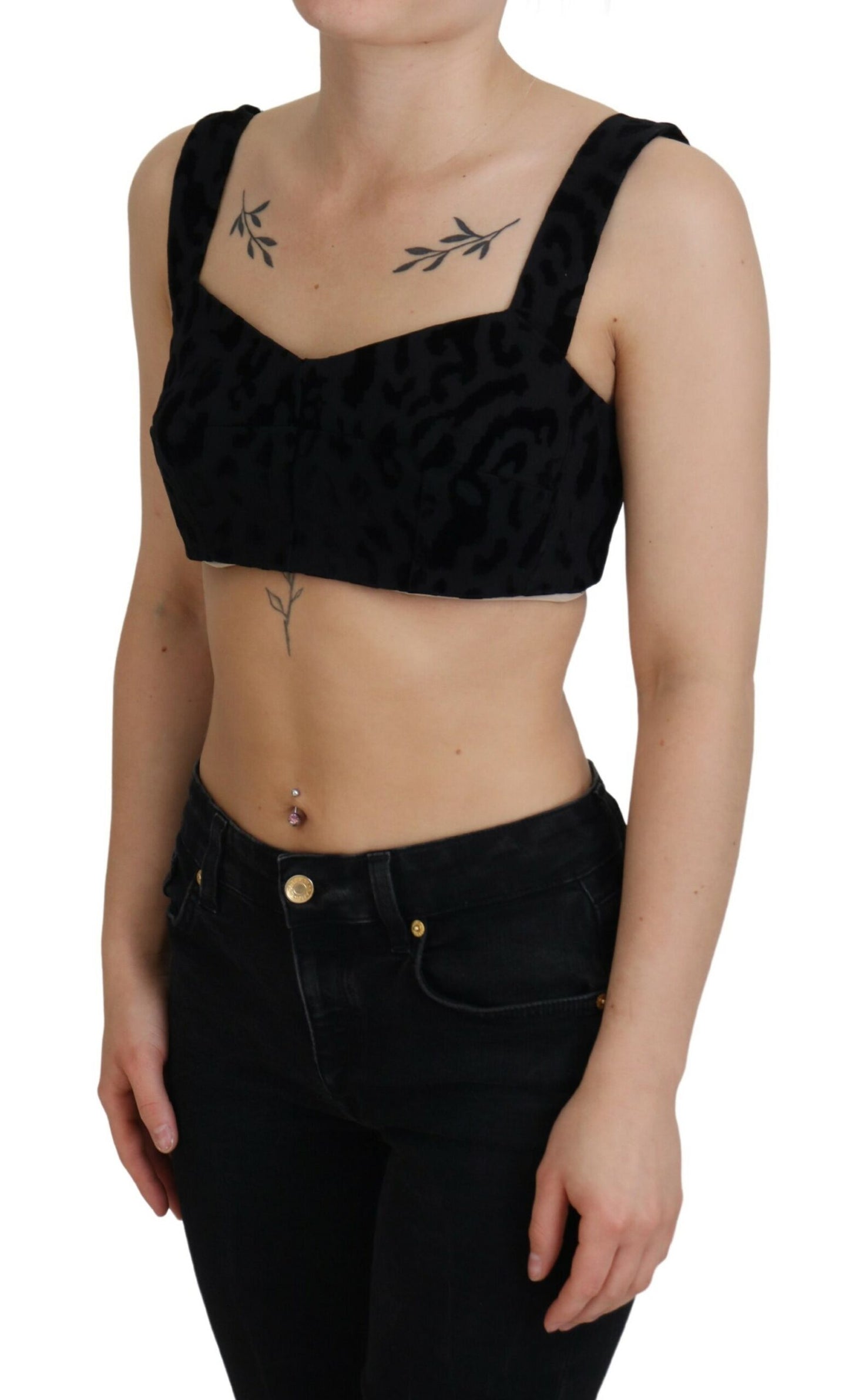 Dolce &amp; Gabbana - Élégant corset bustier en coton mélangé noir
