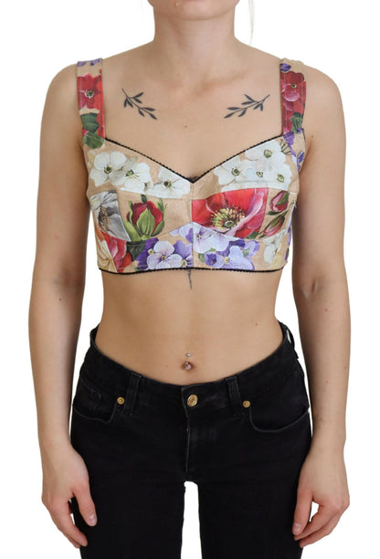 Haut court bustier à imprimé floral Dolce &amp; Gabbana