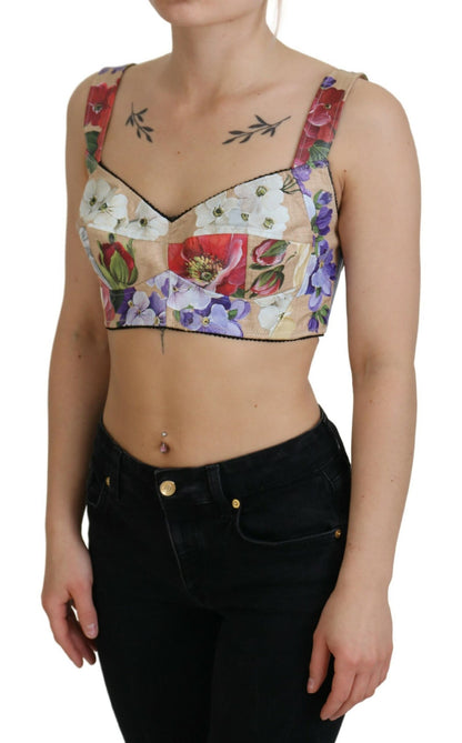 Haut court bustier à imprimé floral Dolce &amp; Gabbana
