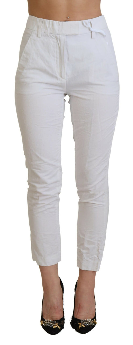 Dondup White High Waist Tapered Women Pants by Dondup