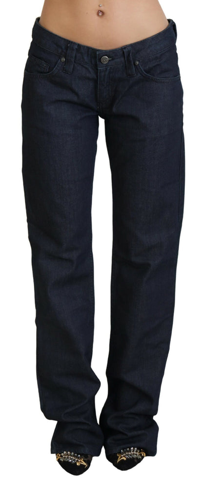 Exte Dark Blue Low Waist Straight Fit Women Denim Jeans by Exte