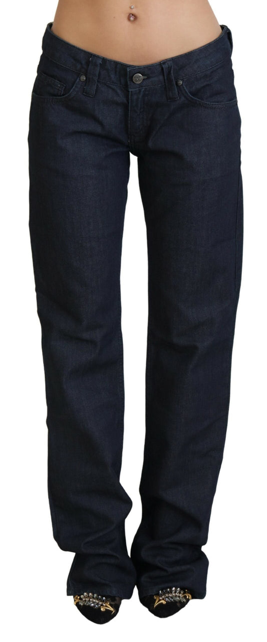 Exte Dark Blue Low Waist Straight Fit Women Denim Jeans by Exte