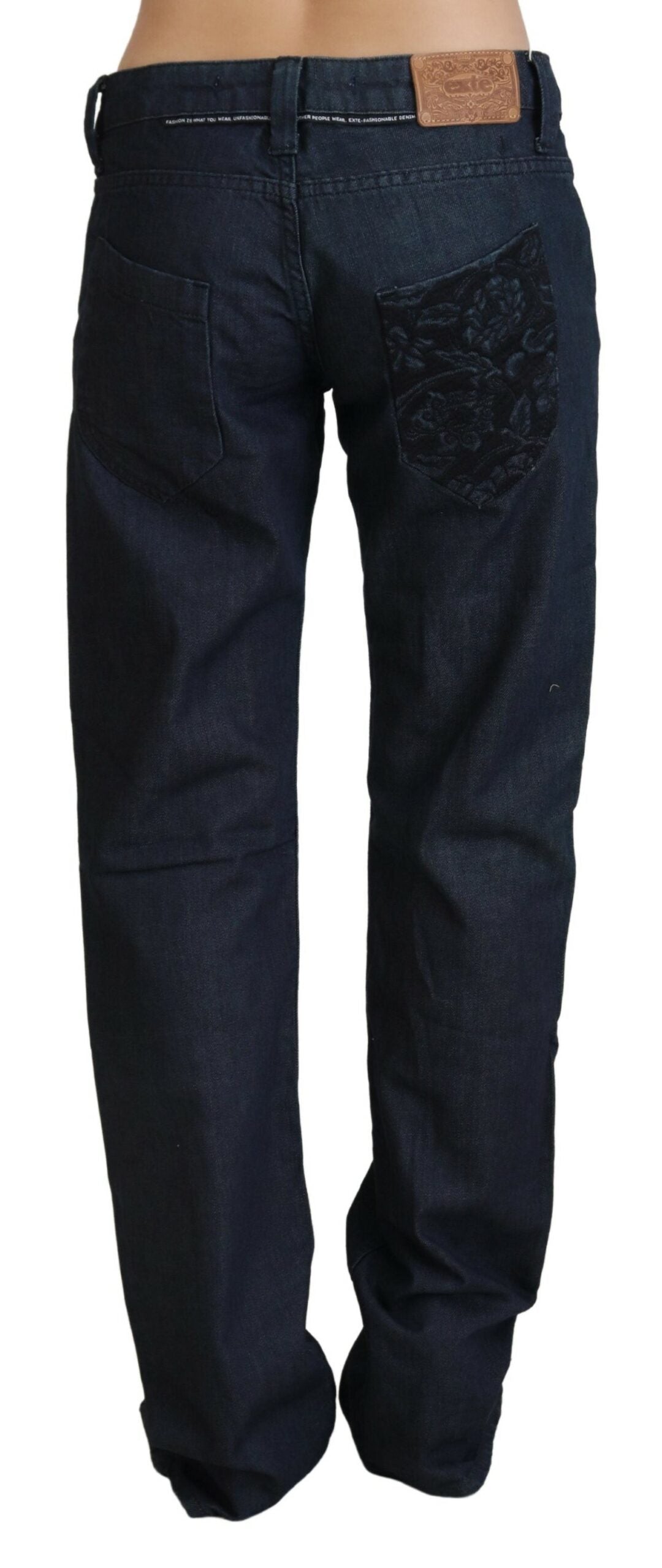 Exte Dark Blue Low Waist Straight Fit Women Denim Jeans by Exte