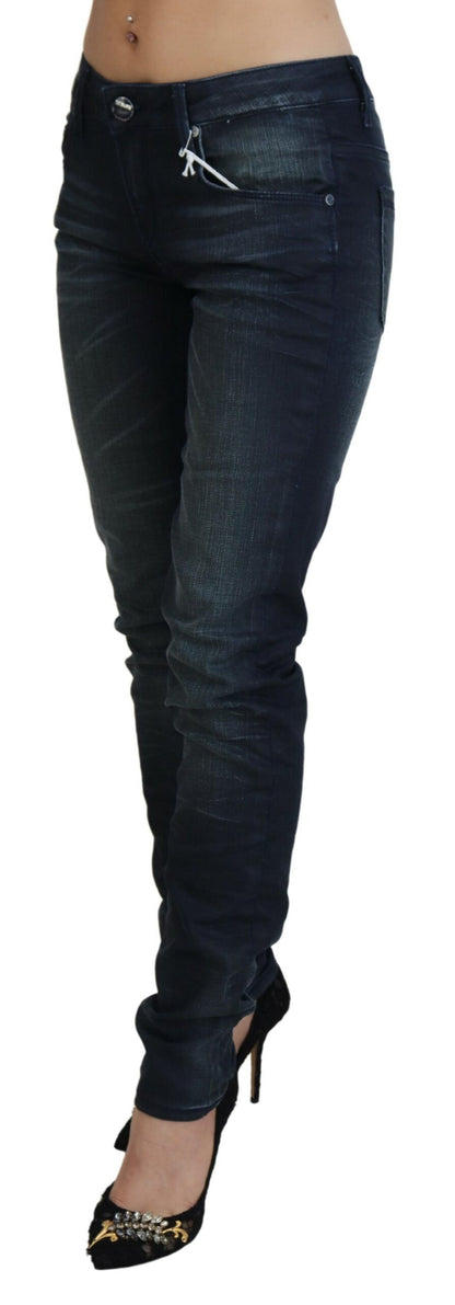 Eight Blue Washed Low Waist Slim Fit Cotton Denim Jeans