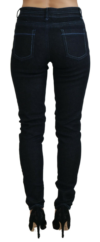 Eight Dark Blue Low Waist Slim Fit Women Denim Jeans