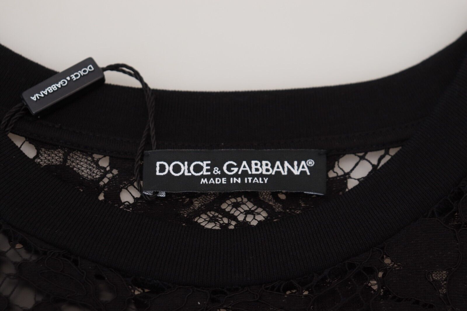 Dolce & Gabbana Black Floral Lace Cotton Shift Mini Dress by Dolce & Gabbana