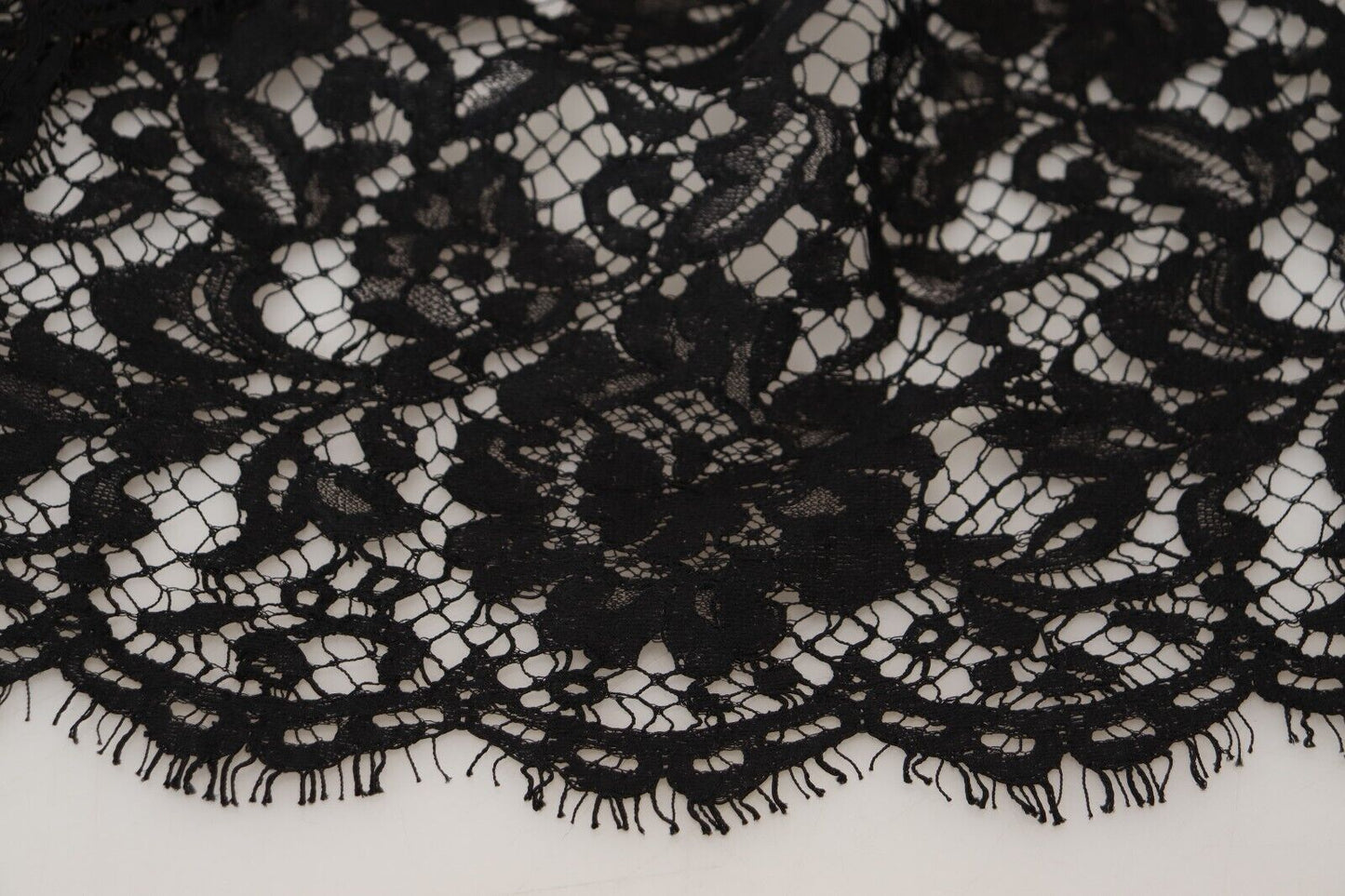 Dolce & Gabbana Black Floral Lace Cotton Shift Mini Dress by Dolce & Gabbana