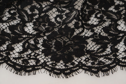 Dolce & Gabbana Black Floral Lace Cotton Shift Mini Dress by Dolce & Gabbana