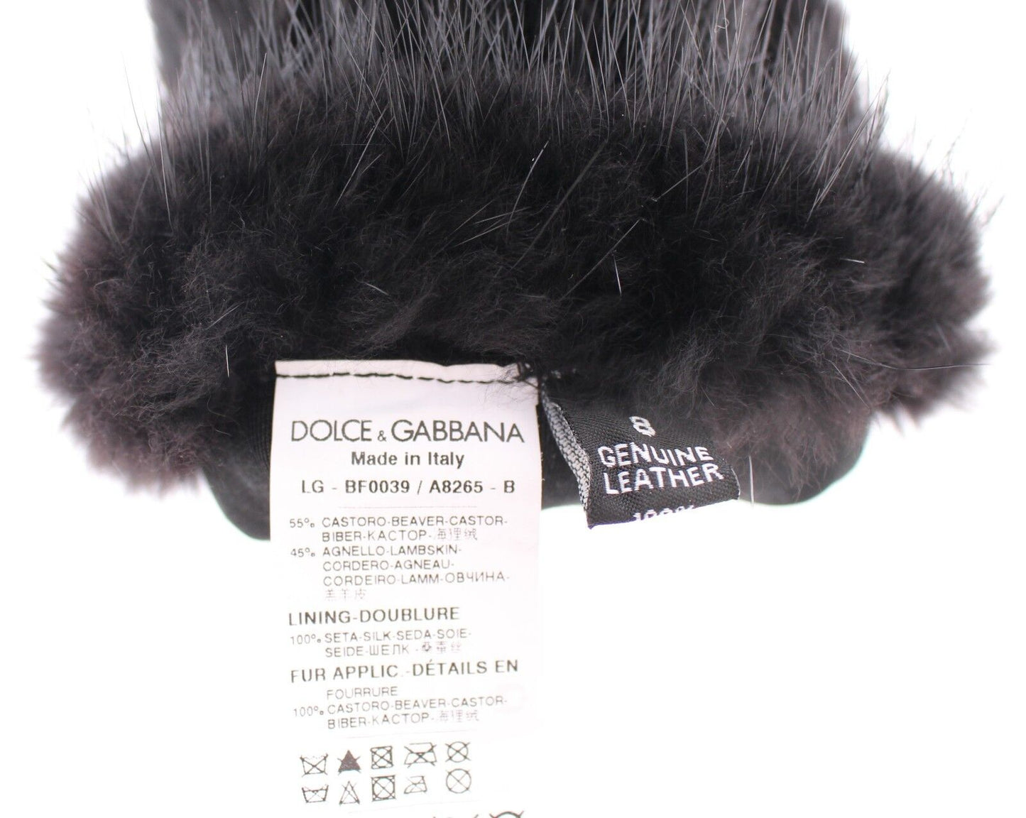 Gants élégants en fourrure de castor Dolce &amp; Gabbana, longueur coude
