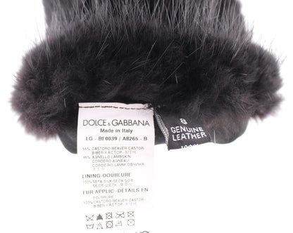 Gants élégants en fourrure de castor Dolce &amp; Gabbana, longueur coude