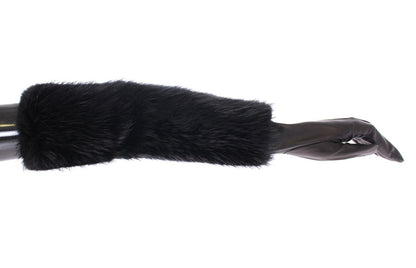 Gants élégants en fourrure de castor Dolce &amp; Gabbana, longueur coude