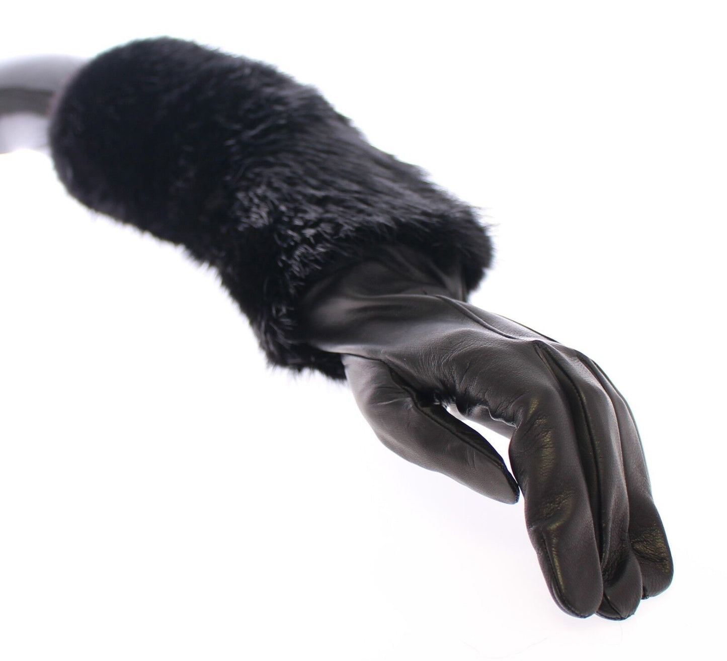 Gants élégants en fourrure de castor Dolce &amp; Gabbana, longueur coude