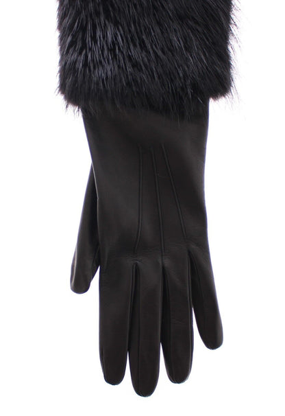 Gants élégants en fourrure de castor Dolce &amp; Gabbana, longueur coude