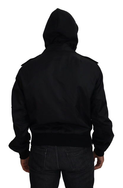 Dolce &amp; Gabbana - Veste bomber à capuche noire élégante
