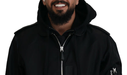 Dolce &amp; Gabbana - Veste bomber à capuche noire élégante