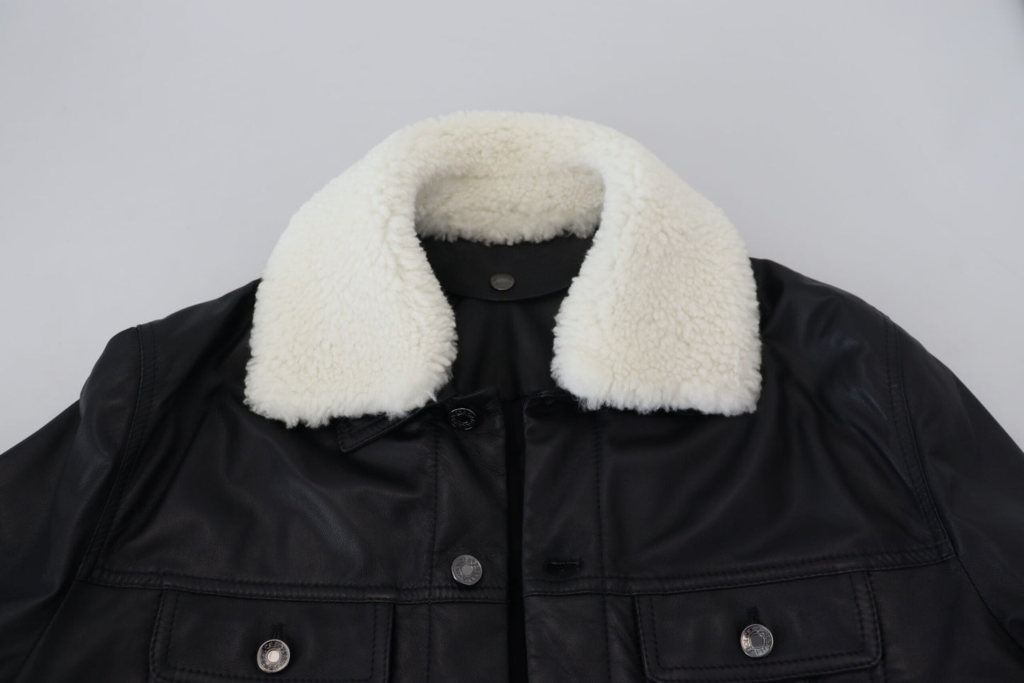 Dolce &amp; Gabbana Élégant blouson aviateur en cuir noir